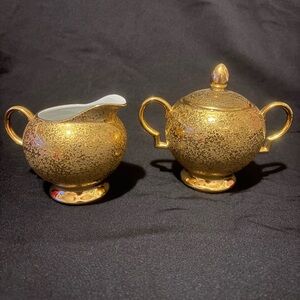 Gold Creamer and Sugar Bowl Set